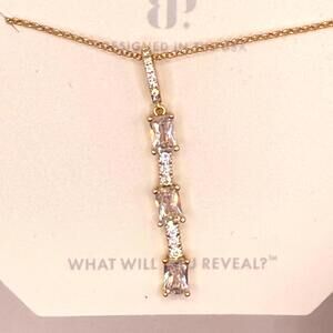 Bomb Party Gold Diamond CZ Drops of Love Vertical Pendant Necklace